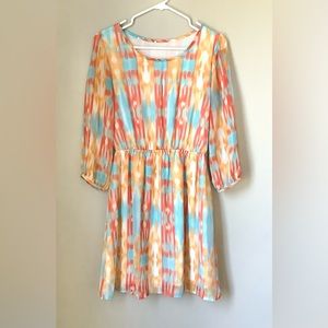 Spring Watercolor Print Dress with Back Bow